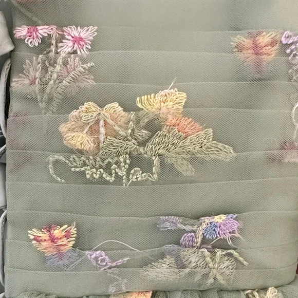 Green Floral Tulle Homecoming Dress - Picture 4 of 9